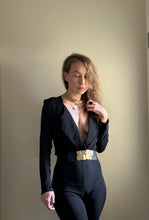 Load image into Gallery viewer, Noir Deep-V Flare Jumpsuit