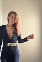 Load image into Gallery viewer, Noir Deep-V Flare Jumpsuit