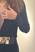 Load image into Gallery viewer, Noir Deep-V Flare Jumpsuit