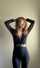Load image into Gallery viewer, Noir Deep-V Flare Jumpsuit