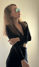 Load image into Gallery viewer, Noir Deep-V Flare Jumpsuit