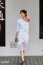 Load image into Gallery viewer, One sleeve white dress