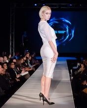 Load image into Gallery viewer, White Mesh Curve Pencil Skirt