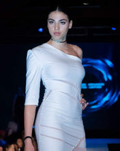 Load image into Gallery viewer, One sleeve white dress