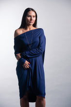 Load image into Gallery viewer, Slouchy Open Back Long Sleeve Midi Dress