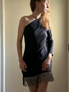 One shoulder fringe dress