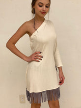 Load image into Gallery viewer, One shoulder fringe dress
