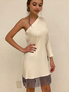 One shoulder fringe dress