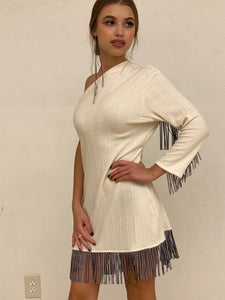 One shoulder fringe dress