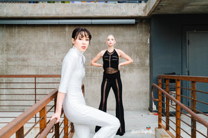Sheer Flare Leg Pants