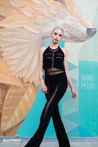 Sheer Flare Leg Pants