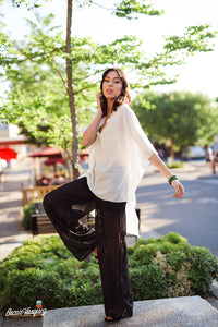 Plus Size Butterfly Sleeves Chiffon Top