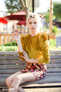 Ribbed Puff-Sleeve Top