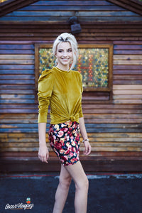 Ribbed Puff-Sleeve Top