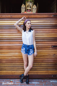 Sleeveless Button Up Chiffon Top