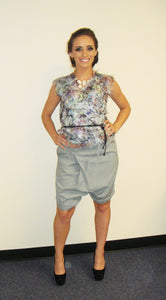 Unisex Striped Mock Wrap Midi Shorts