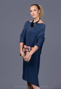 Sparkle Blue Open Back Midi Dress