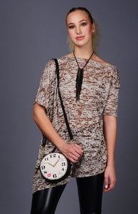 Asymmetrical Rayon Brown Burnout Tunic