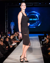 Load image into Gallery viewer, Asymmetrical Neckline Black Knit Top
