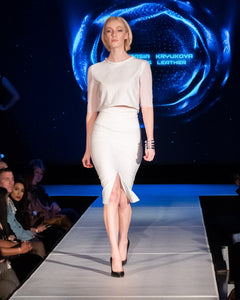 Boat Neck White Crop Top