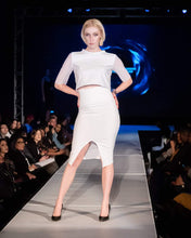 Load image into Gallery viewer, Boat Neck White Crop Top
