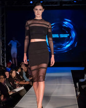 Load image into Gallery viewer, Straight Line Cutout Black Pencil Skirt
