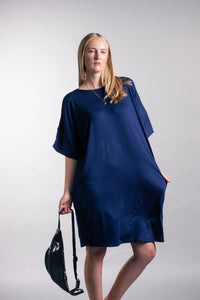 Boxy short sleeve knit short dress