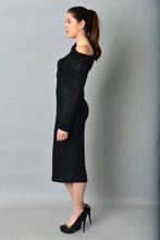Load image into Gallery viewer, Asymmetric Midi Open Shoulder Knit Pencil Dress
