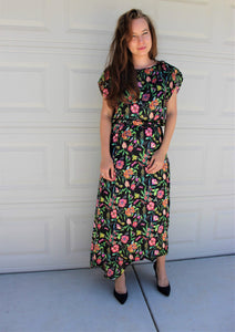 Tropical Floral Print Asymmetrical Top & Maxi Skirt Set
