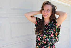 Tropical Floral Print Asymmetrical Top & Maxi Skirt Set