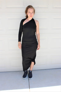 Asymmetric One-Sleeve Jersey Dress