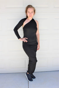 Asymmetric One-Sleeve Jersey Dress