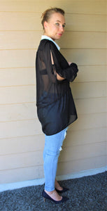 Chiffon Button-Front Blouse