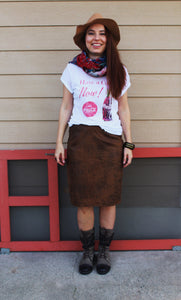 Faux Leather Sand Pencil Skirt