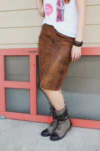 Faux Leather Sand Pencil Skirt