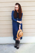Load image into Gallery viewer, Sparkle Blue Open Back Midi Dress
