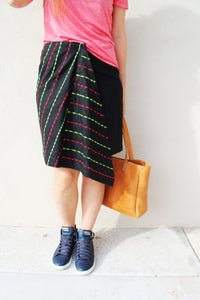 Embroidered Wrap Midi Skirt