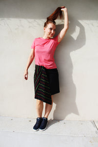 Embroidered Wrap Midi Skirt