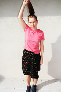 Embroidered Wrap Midi Skirt