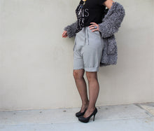 Load image into Gallery viewer, Unisex Striped Mock Wrap Midi Shorts
