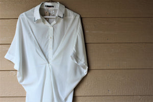 Twist-Front White Buttoned Top
