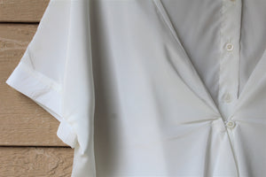 Twist-Front White Buttoned Top