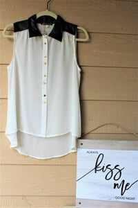 Sleeveless Button Up Chiffon Top