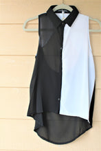 Load image into Gallery viewer, Sleeveless Black and White Chiffon Top
