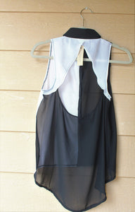 Sleeveless Black and White Chiffon Top