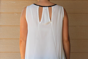 Relaxed Oval-Neck Tank Top With Black Trip