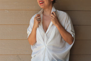 Twist-Front White Buttoned Top