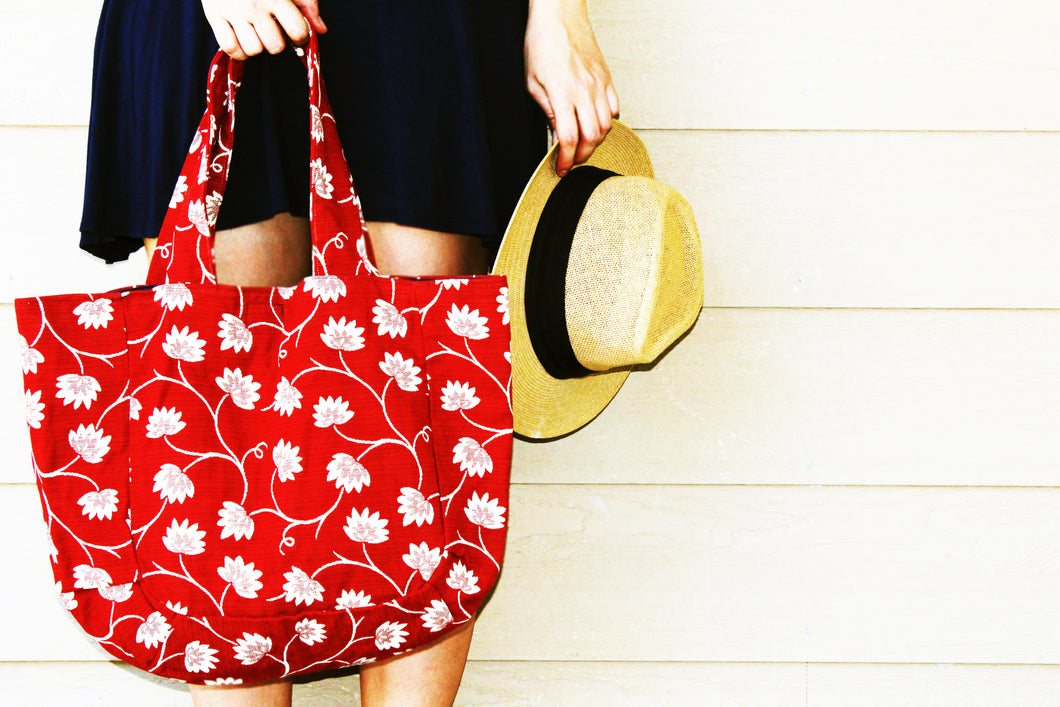 Oversize Floral Red Tote