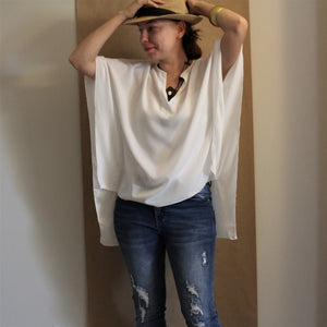 Plus Size Butterfly Sleeves Chiffon Top