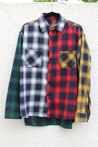 Patchwork Unisex Plaid Shirt 2